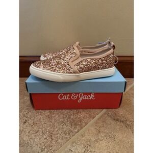 Girls' Cat & Jack Pink Glitter Madigan Sneakers Size 11 NWB Slip On
